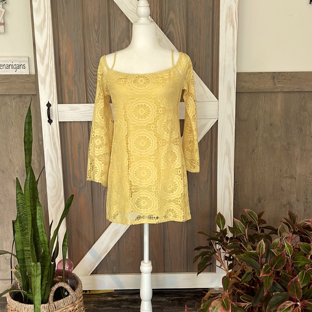 70’s Style Off the Shoulder Dress with Bell Sleeves